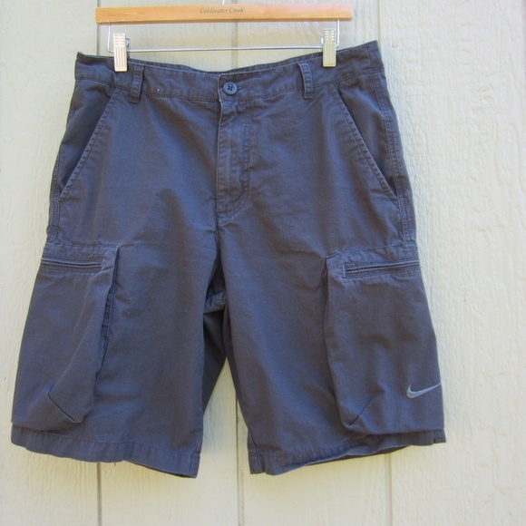 Nike Shorts  Men's 32 Rip Stop Cargo Performance Pock Blue Label Hiking Gray VTG - Picture 1 of 15